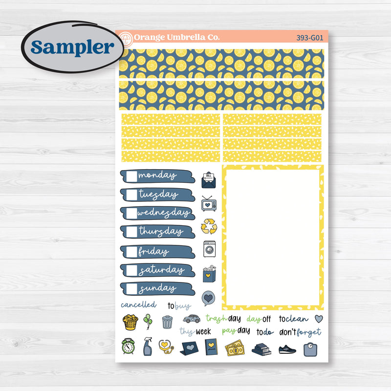 Summer Lemon Kit | A5 Compact Vertical Planner Kit Stickers for Erin Condren | Lemon Me Know | KIT-393-G