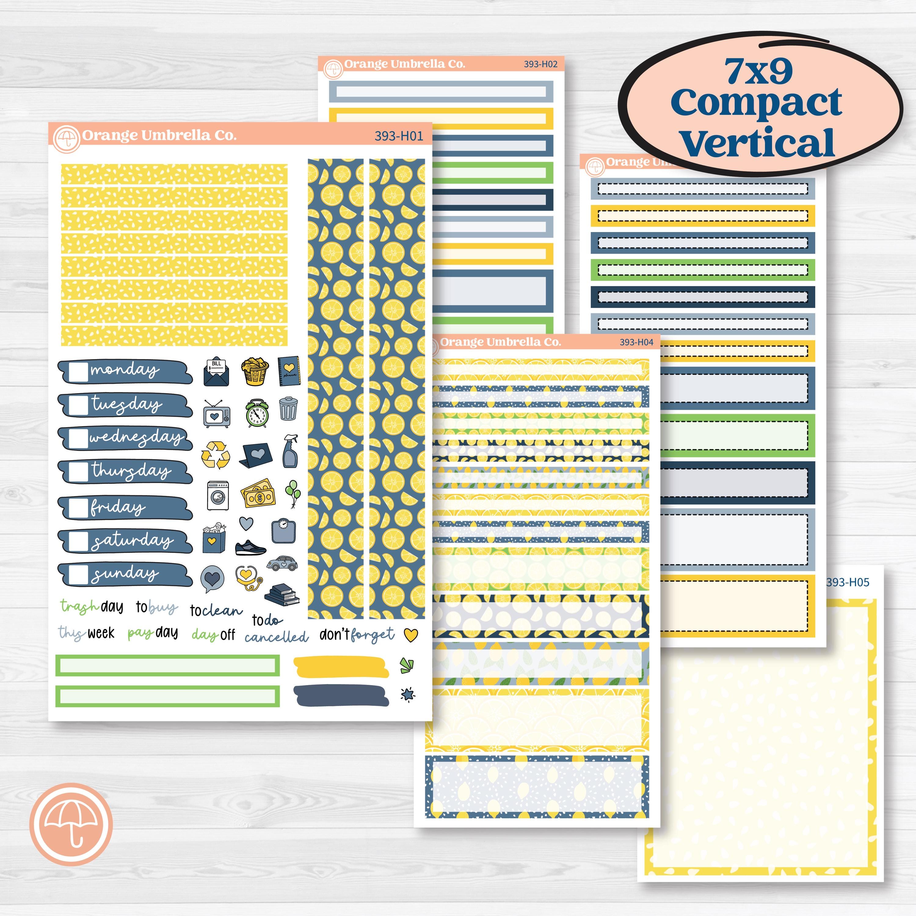 Summer Lemon Kit | 7x9 Compact Vertical Planner Kit Stickers | Lemon Me Know | KIT-393-H