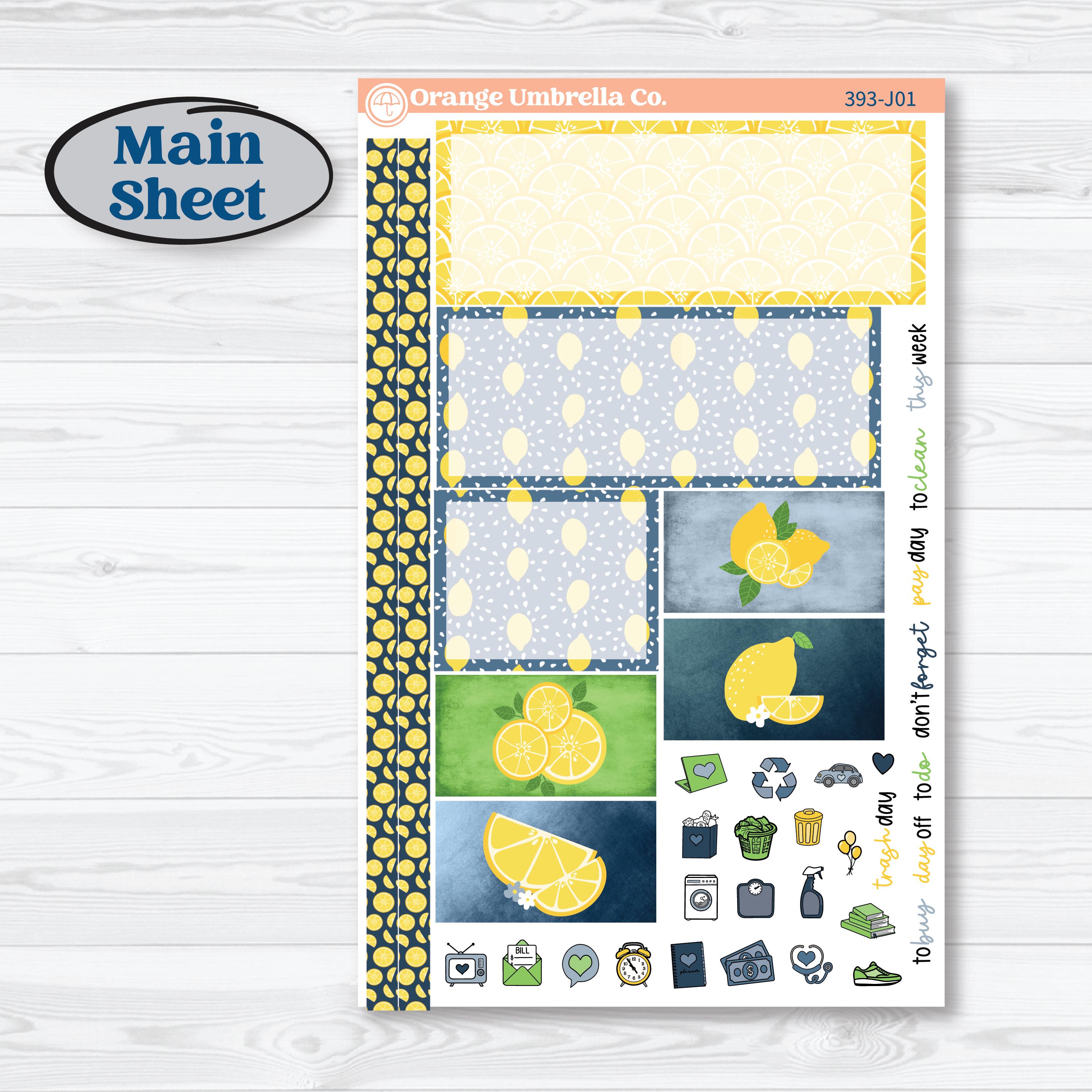 Summer Lemon Kit | Plum Vertical Priorities 7x9 Planner Kit Stickers | Lemon Me Know | KIT-393-J