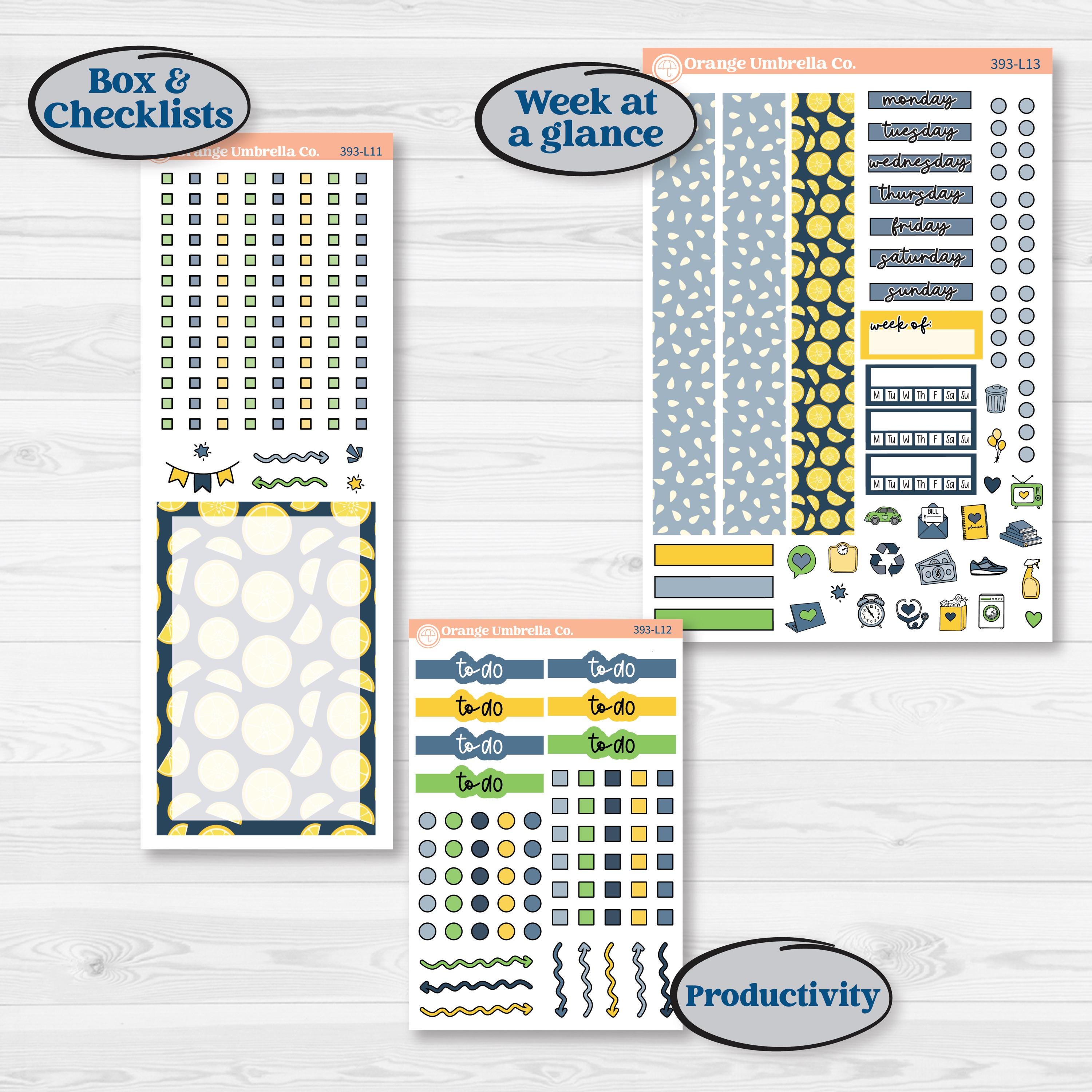 Summer Lemon Kit | A5 Daily Duo Planner Kit Stickers | Lemon Me Know | KIT-393-L
