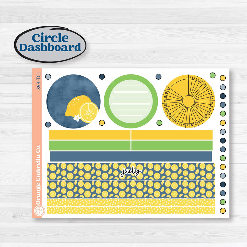 Summer Lemon Kit | 7x9 Plum Monthly & Dashboard Planner Kit Stickers | Lemon Me Know | KIT-393-T