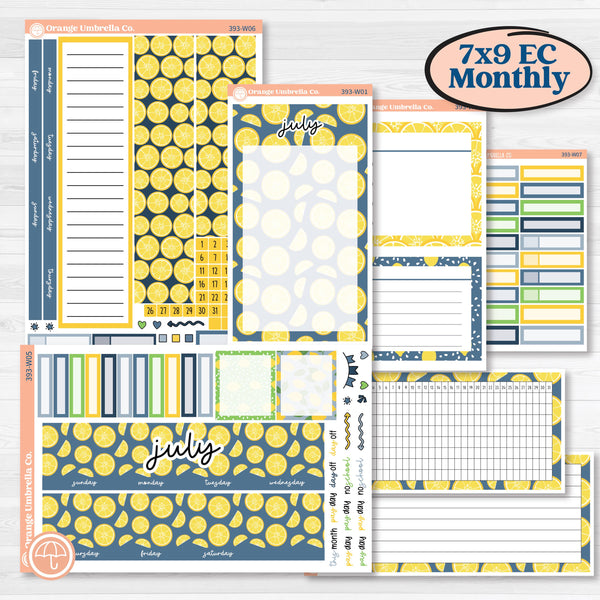 Summer Lemon Kit | 7x9 Erin Condren Life Planner Monthly & Dashboard Sticker Kit | 2024-2025 Planners | Lemon Me Know | KIT-393-W