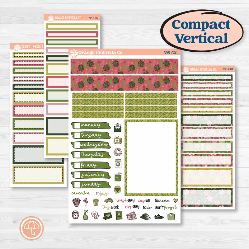 Tropical Summer Kit | A5 Compact Vertical Planner Kit Stickers for Erin Condren | Borneo | KIT-395-G