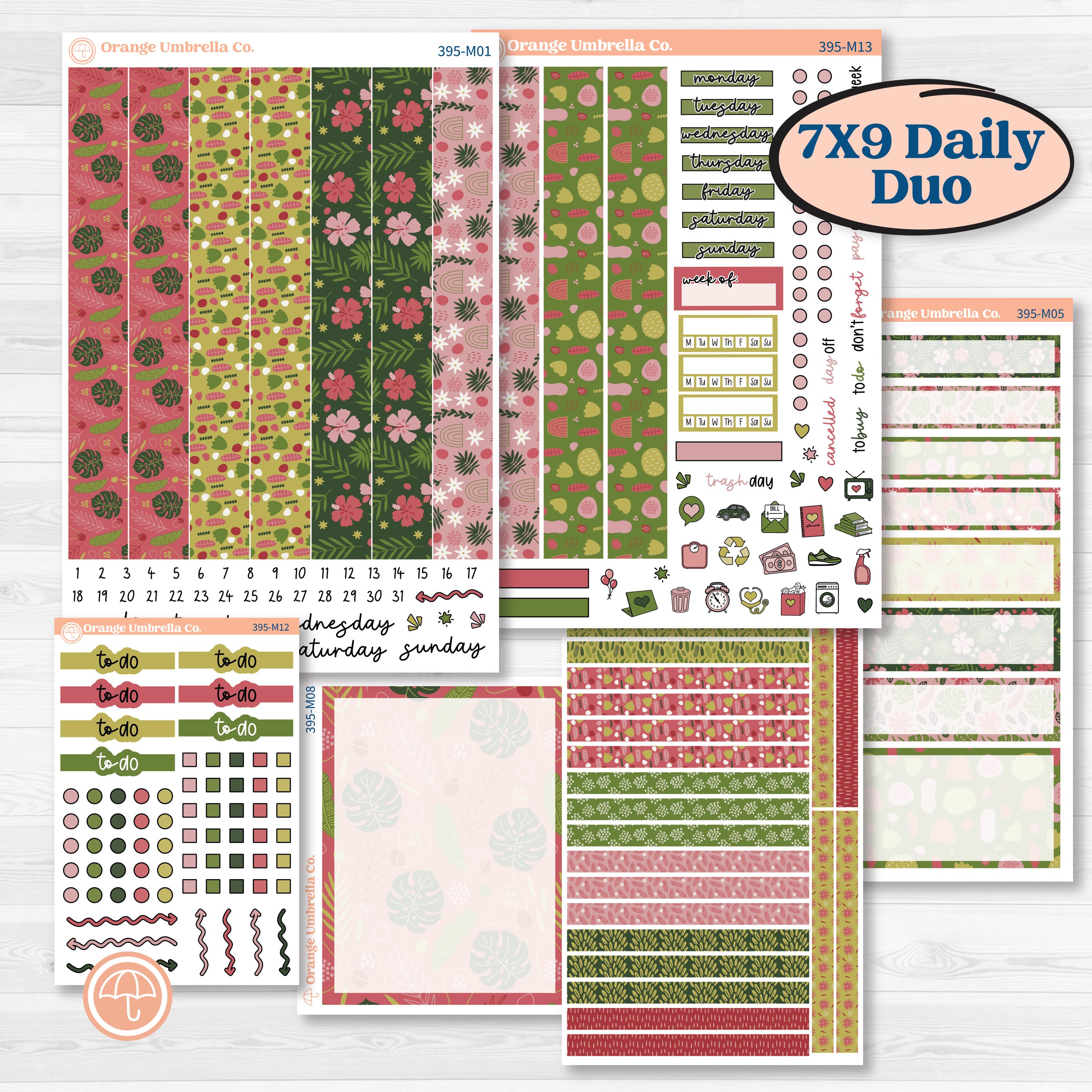 Tropical Summer Kit | 7x9 Erin Condren Daily Duo Planner Kit Stickers | Borneo | KIT-395-M
