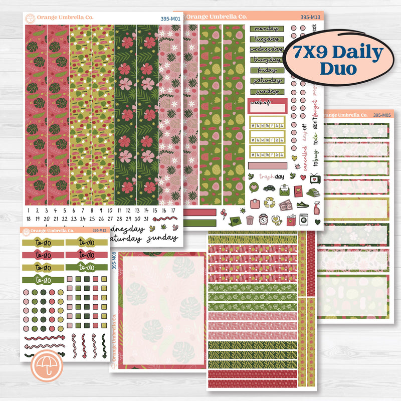 Tropical Summer Kit | 7x9 Erin Condren Daily Duo Planner Kit Stickers | Borneo | KIT-395-M