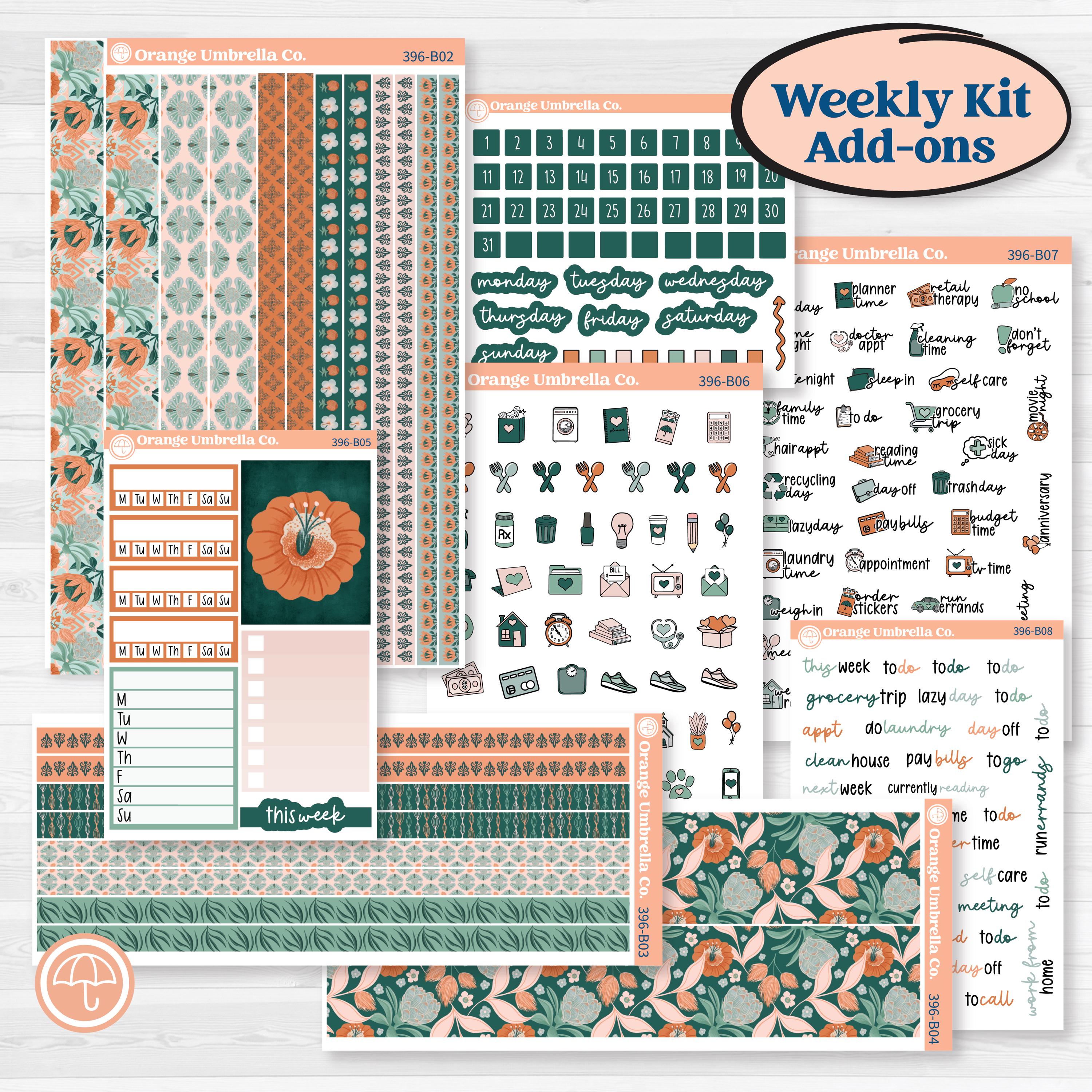 Floral Tropical Summer Kit | Weekly Add-On Planner Kit Stickers | Hawaii | KIT-396-B