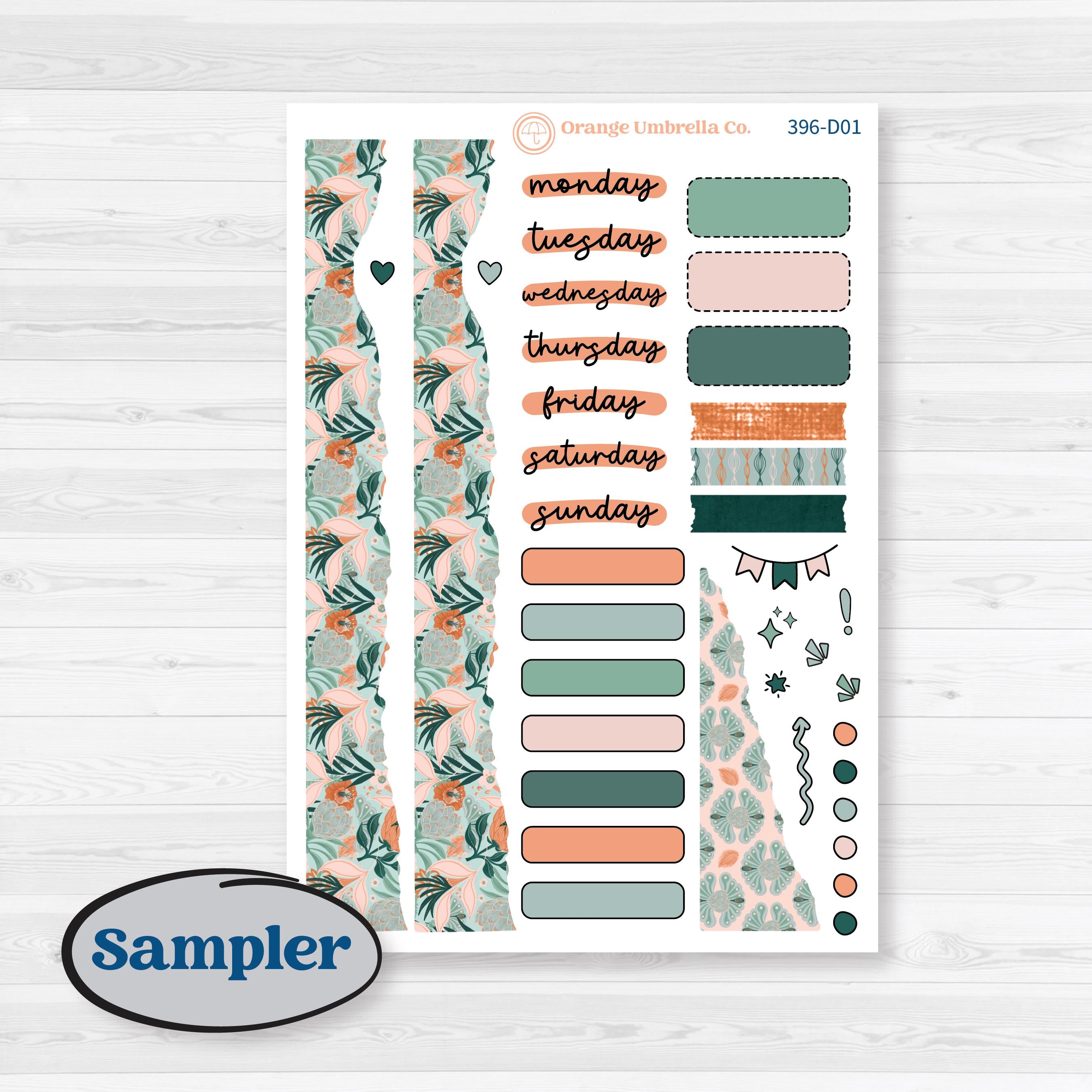 Floral Tropical Summer Kit | Journaling Kit Planner Stickers | Hawaii | KIT-396-D