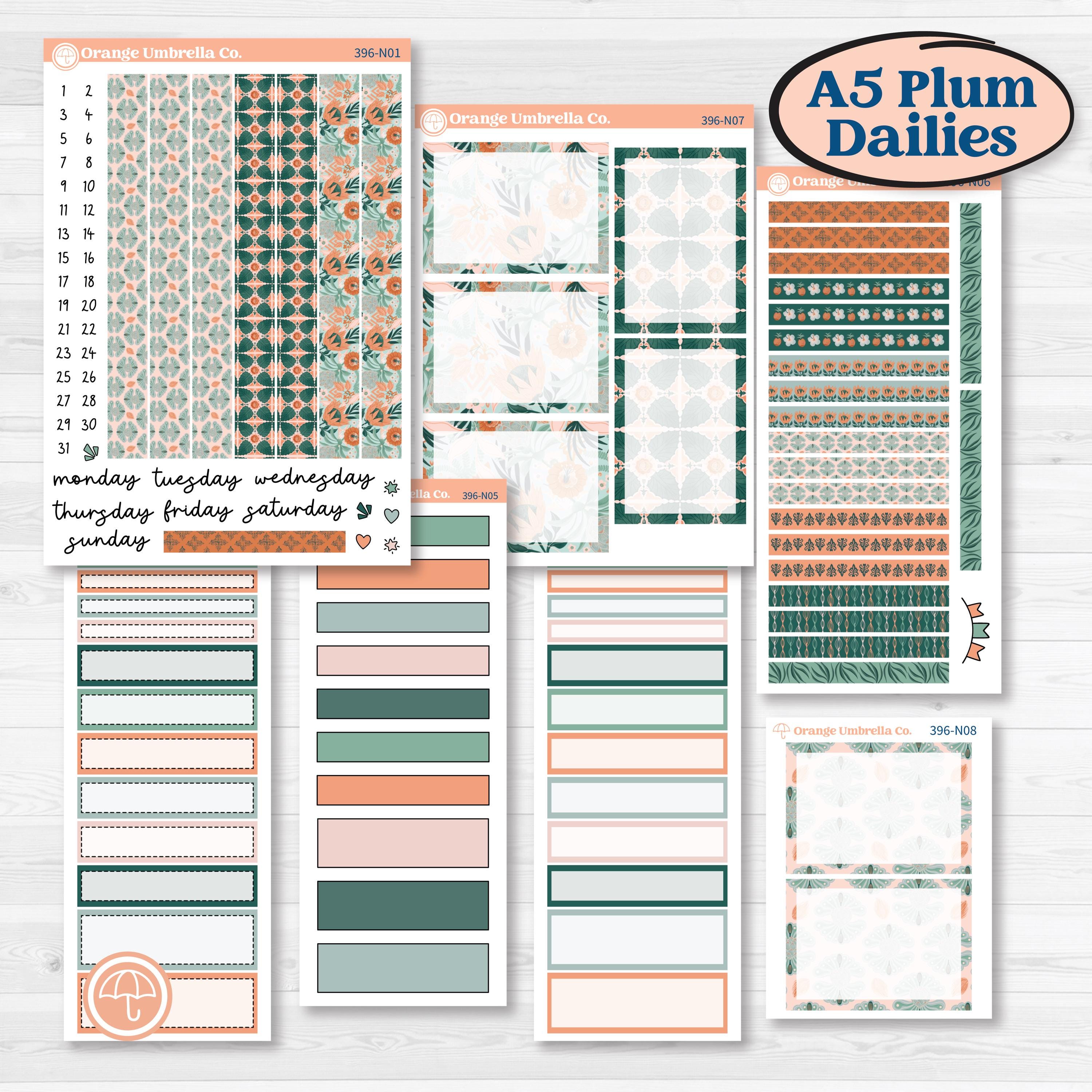 Floral Tropical Summer Kit | A5 Plum Daily Planner Kit Stickers | Hawaii | KIT-396-N
