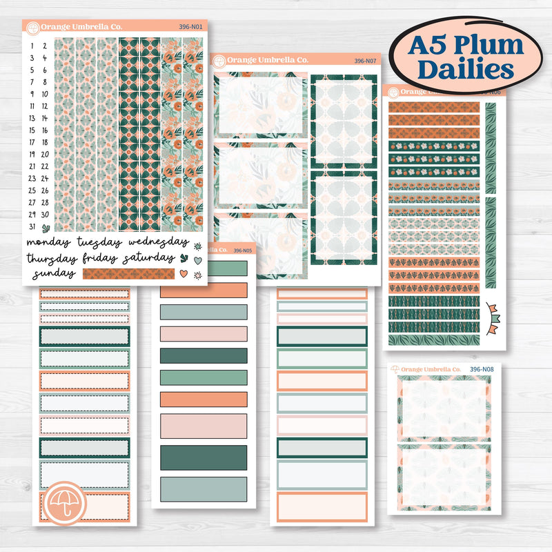 Floral Tropical Summer Kit | A5 Plum Daily Planner Kit Stickers | Hawaii | KIT-396-N