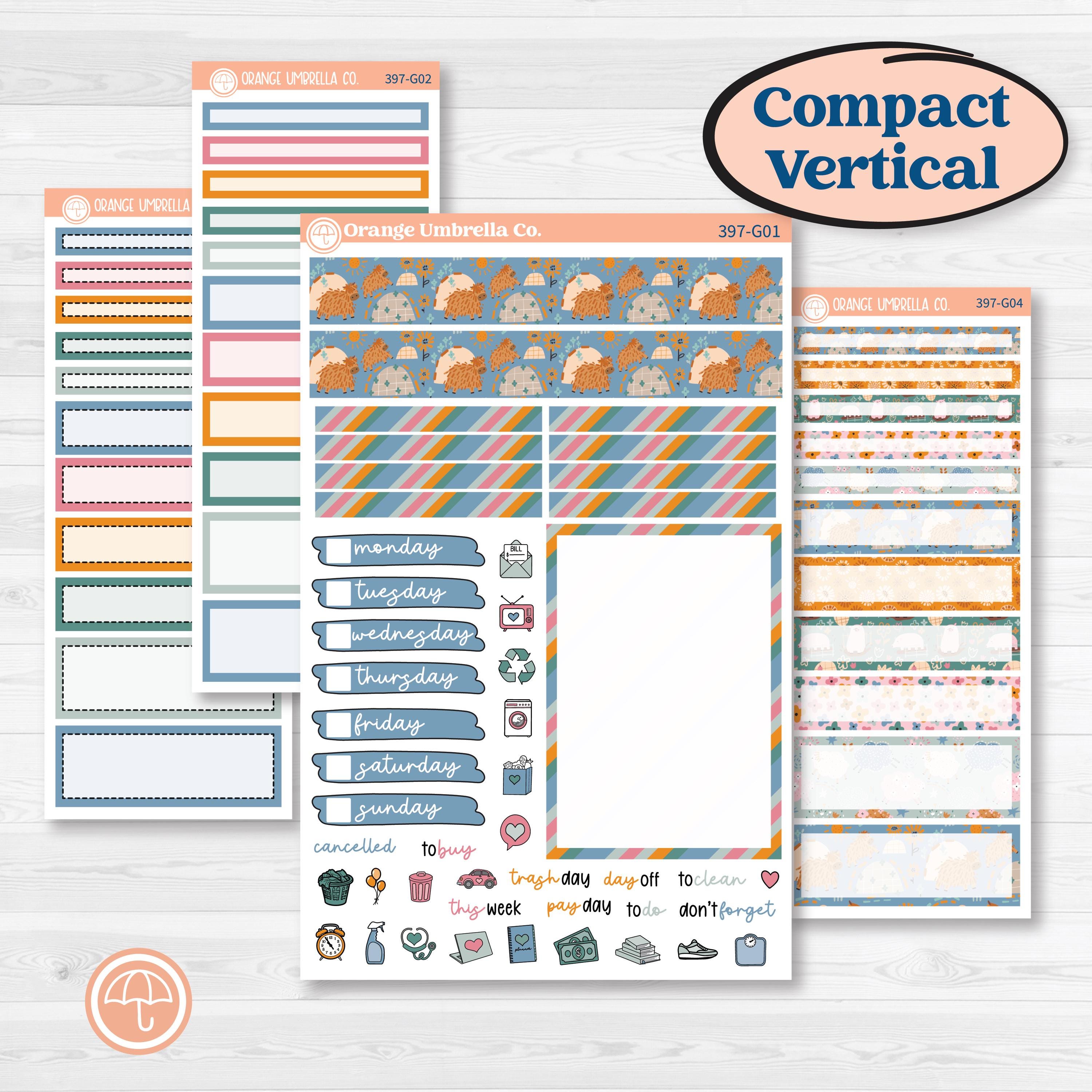 Cow Farm Kit | A5 Compact Vertical Planner Kit Stickers for Erin Condren | Legen-dairy | KIT-397-G