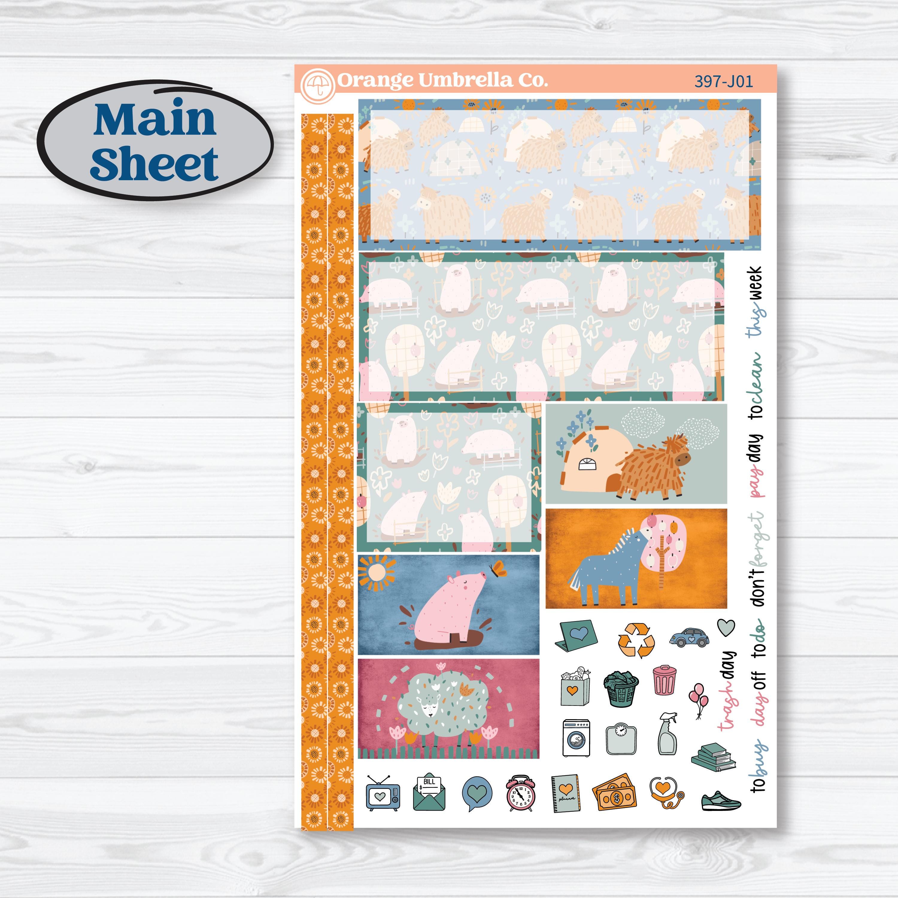 Cow Farm Kit | Plum Vertical Priorities 7x9 Planner Kit Stickers | Legen-dairy | KIT-397-J