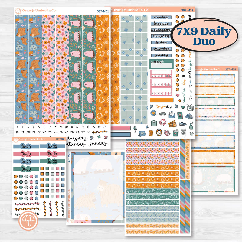 Cow Farm Kit | 7x9 Erin Condren Daily Duo Planner Kit Stickers | Legen-dairy | KIT-397-M