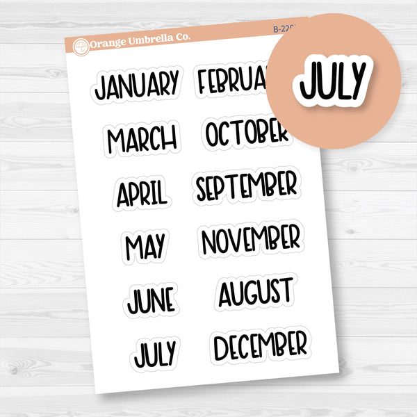 Months Planner Stickers; Medium Sized | F8 | B-220-B