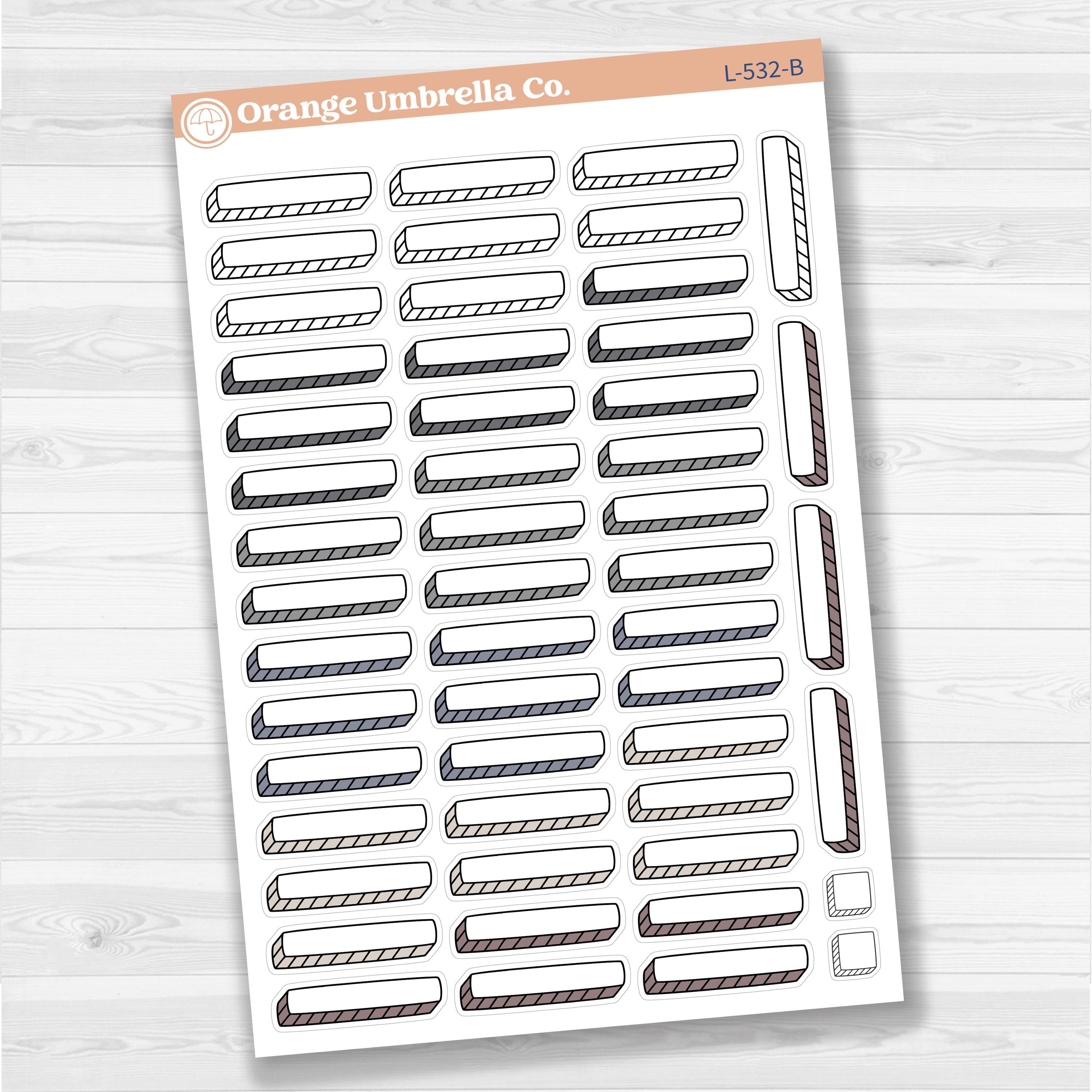 Hand Doodled Drop Shadow Label Box Planner Stickers | L-532
