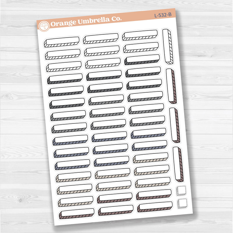 Hand Doodled Drop Shadow Label Box Planner Stickers | L-532