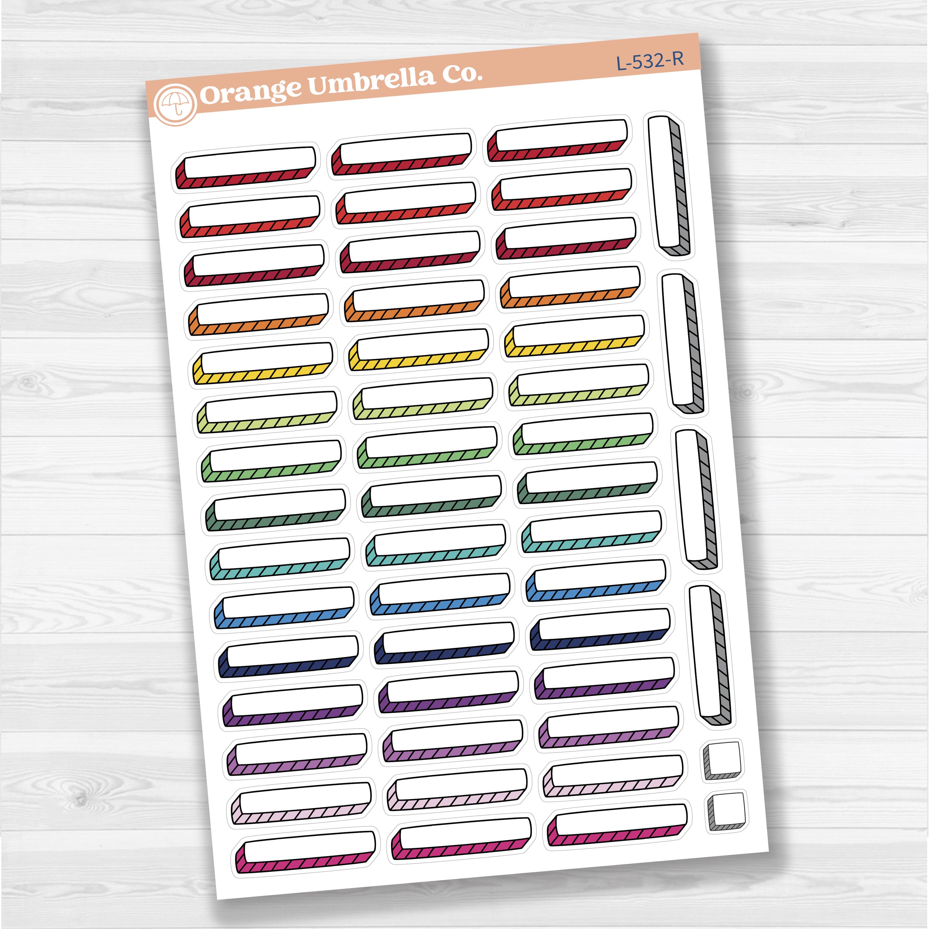 Hand Doodled Drop Shadow Label Box Planner Stickers | L-532