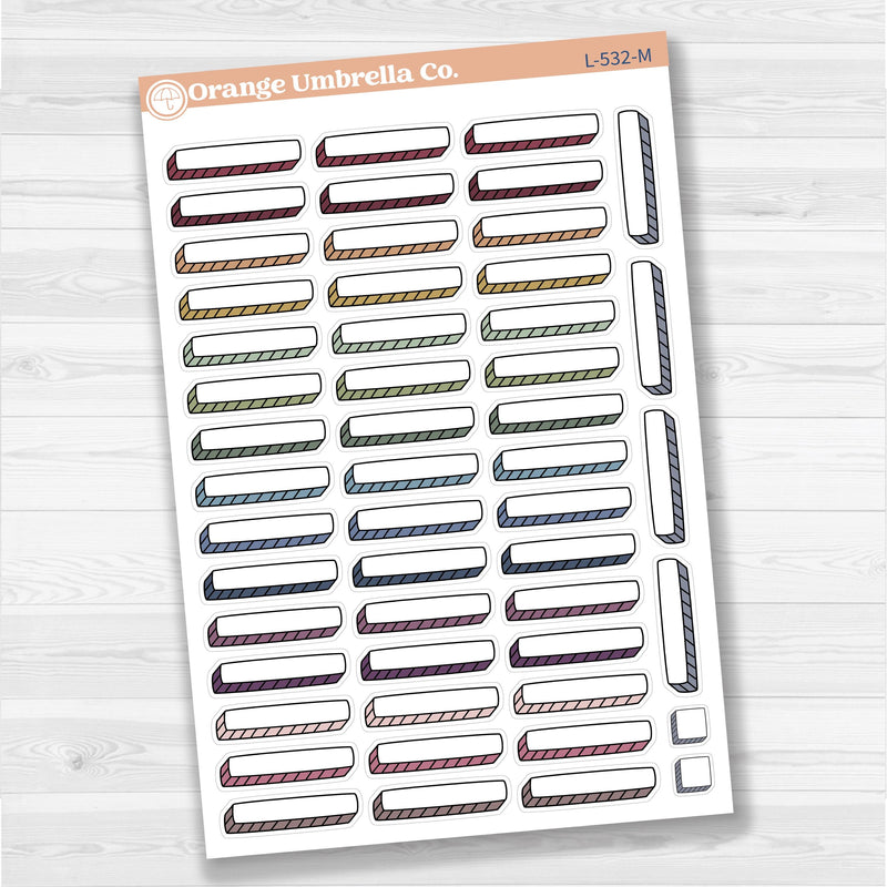Hand Doodled Drop Shadow Label Box Planner Stickers | L-532