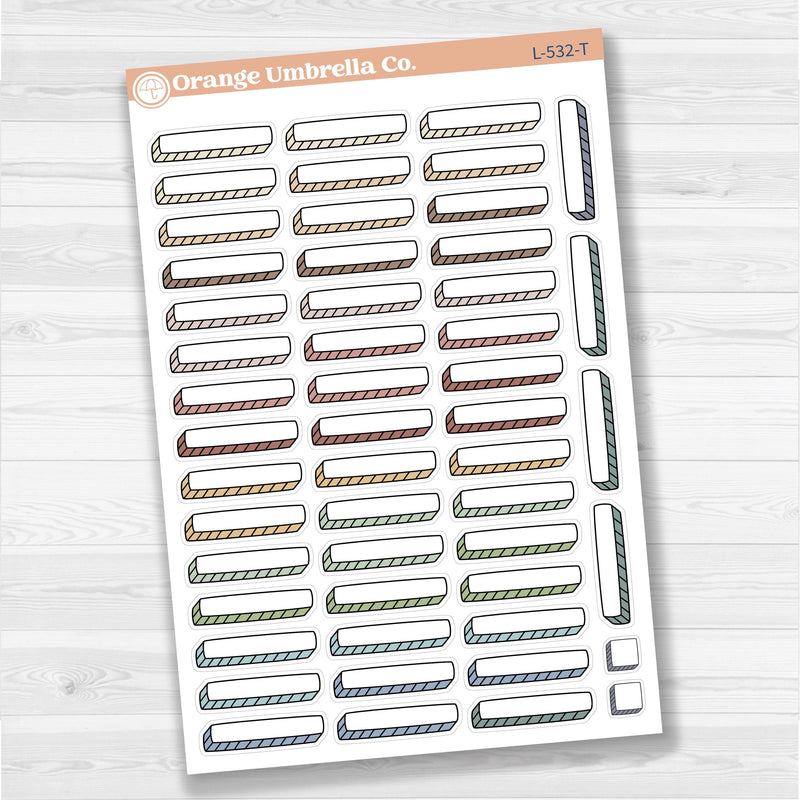 Hand Doodled Drop Shadow Label Box Planner Stickers | L-532