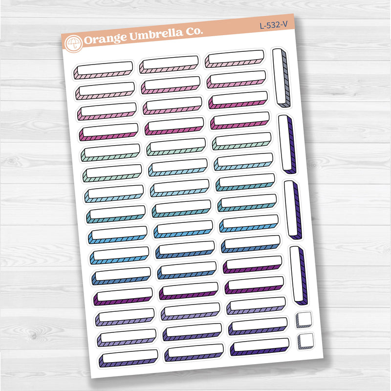 Hand Doodled Drop Shadow Label Box Planner Stickers | L-532