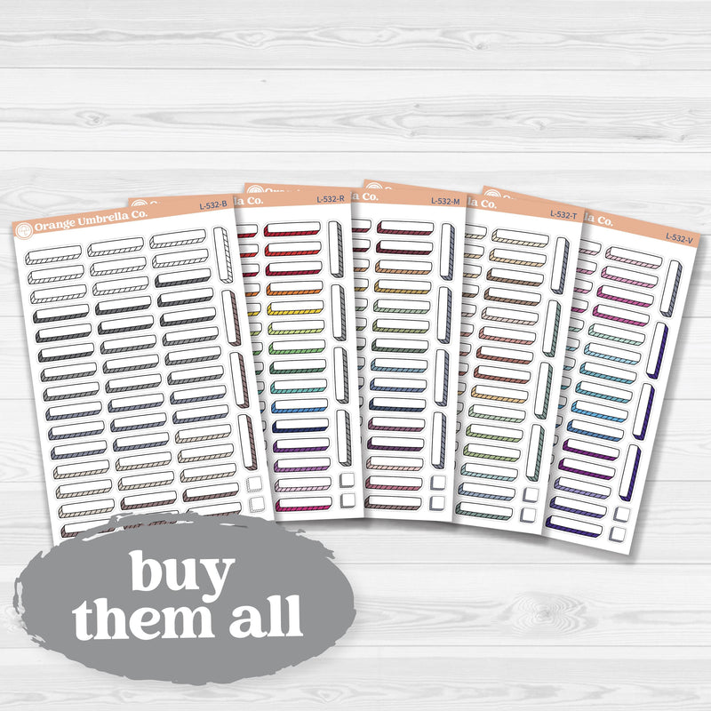 Hand Doodled Drop Shadow Label Box Planner Stickers | L-532