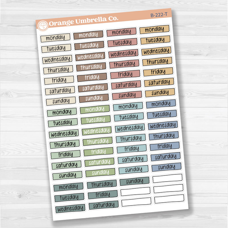 Washi Tape Days of the week Day Of the Week Planner Stickers | F17 | B-222