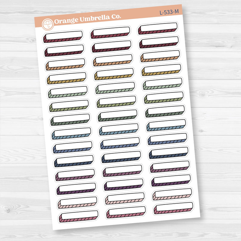 Hand Doodled Hobonichi Cousin Drop Shadow Label Box Planner Stickers | L-533