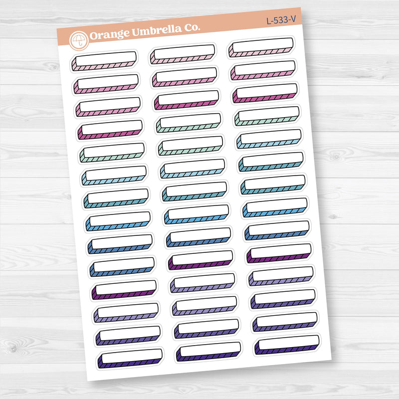 Hand Doodled Hobonichi Cousin Drop Shadow Label Box Planner Stickers | L-533