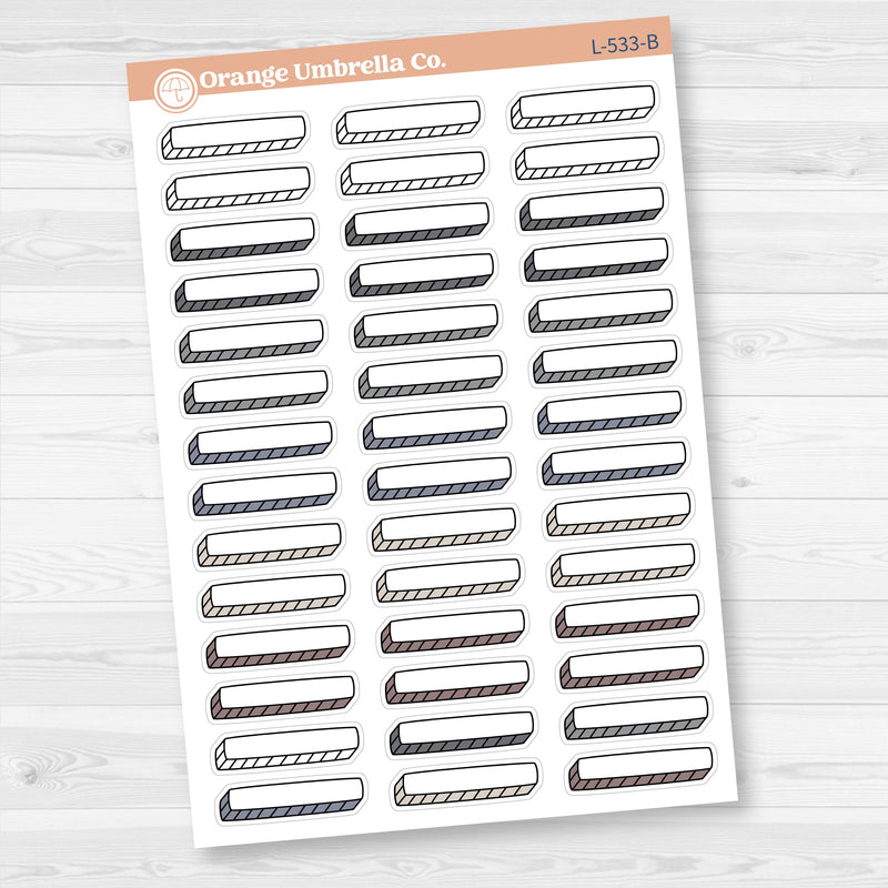 Hand Doodled Hobonichi Cousin Drop Shadow Label Box Planner Stickers | L-533