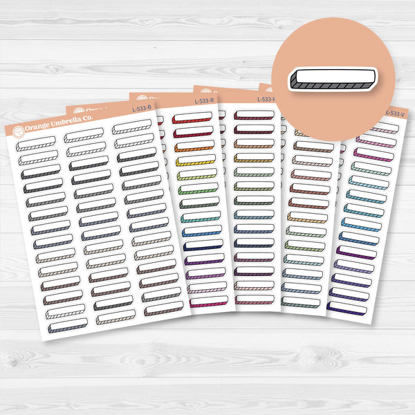Hand Doodled Hobonichi Cousin Drop Shadow Label Box Planner Stickers | L-533