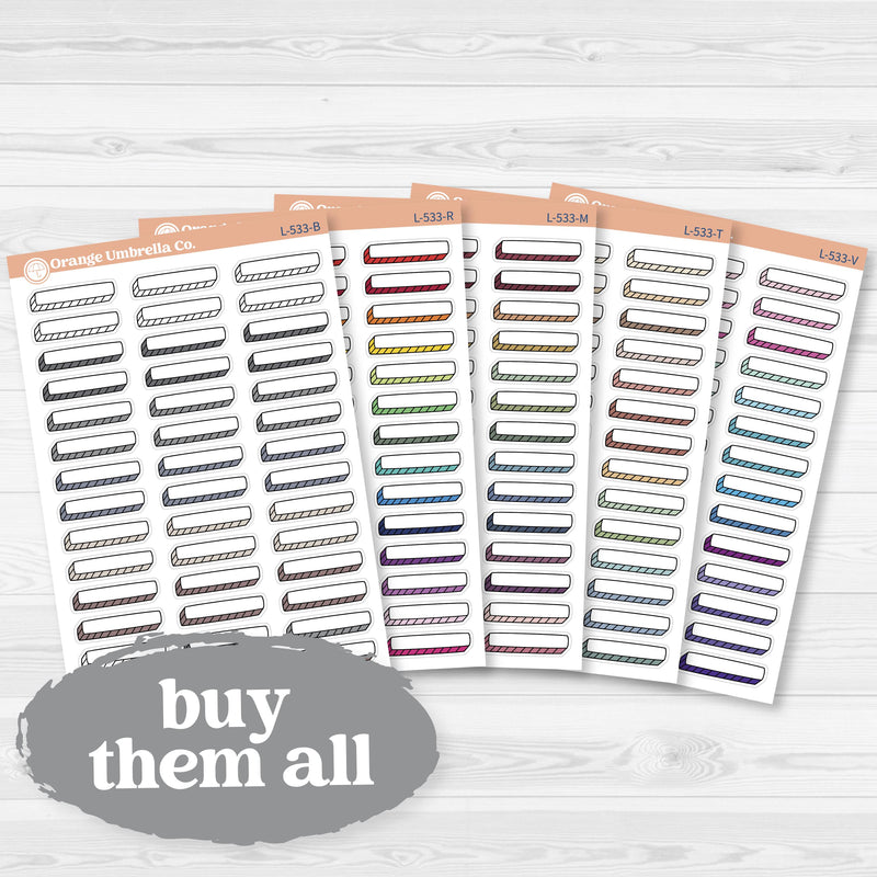 Hand Doodled Hobonichi Cousin Drop Shadow Label Box Planner Stickers | L-533