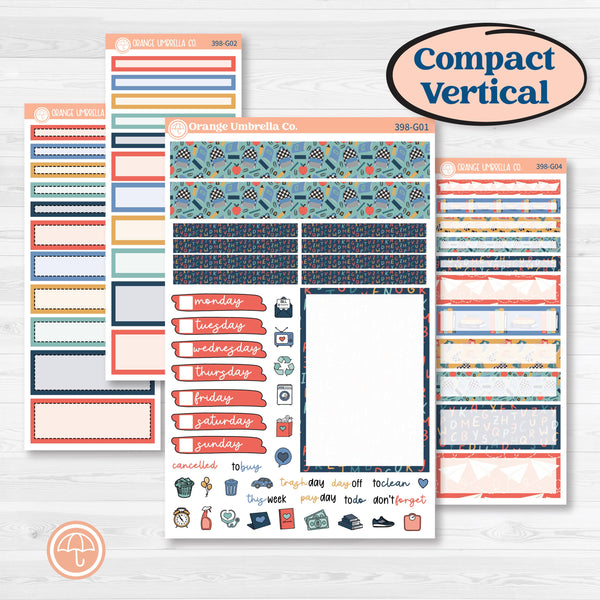 Back to School Kit | A5 Compact Vertical Planner Kit Stickers for Erin Condren | First Day Back | KIT-398-G