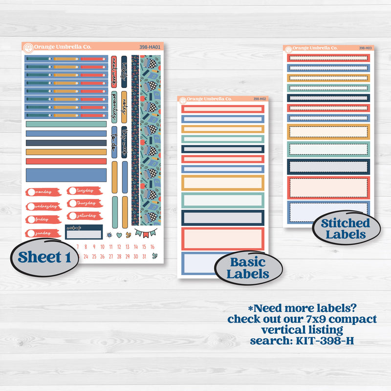 Back to School Kit | Erin Condren Weekly Dashboard Planner Kit Stickers | First Day Back | KIT-398-HA