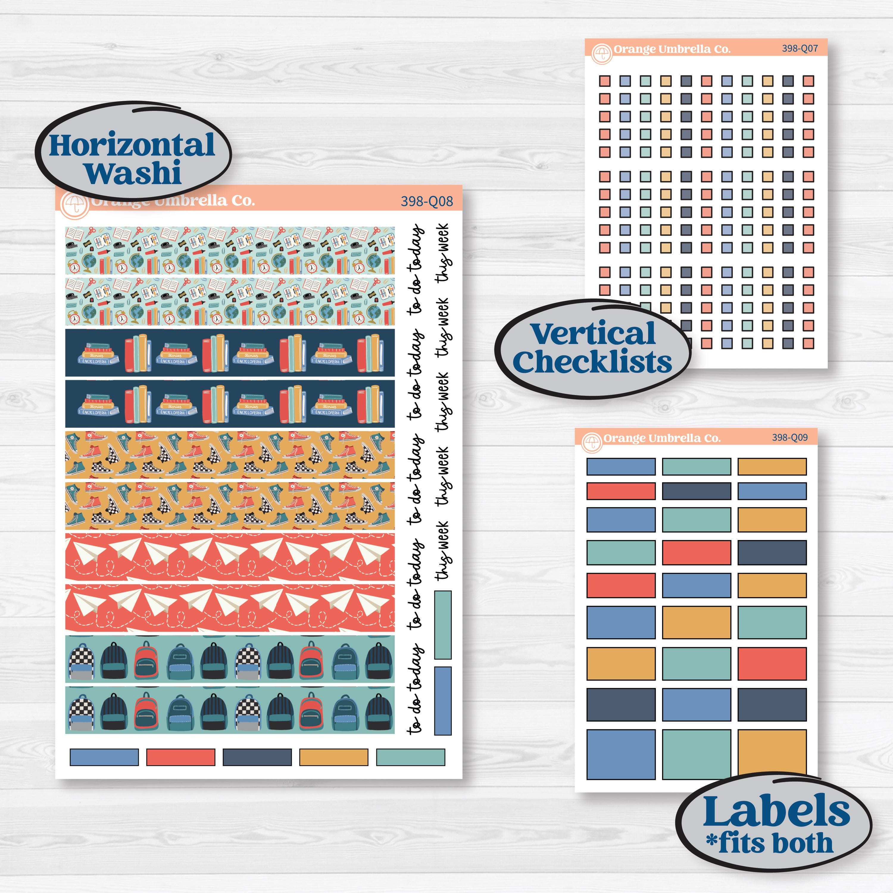Back to School Kit | Laurel Denise Standard Vertical & Horizontal Planner Kit Stickers | First Day Back | KIT-398-Q