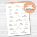 Hello Month Name Script Planner Stickers | Bouquet | 2025-2025 Colors | F17 | BQ-072