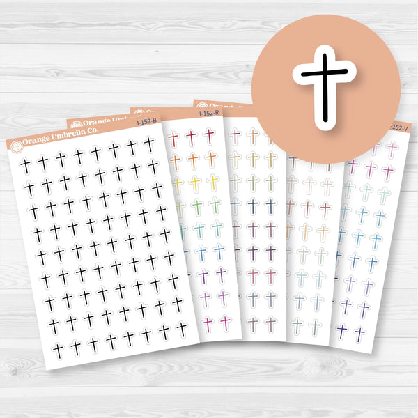 Micro Cross Church Icons Planner Stickers | Church Calendar Labels | I-152