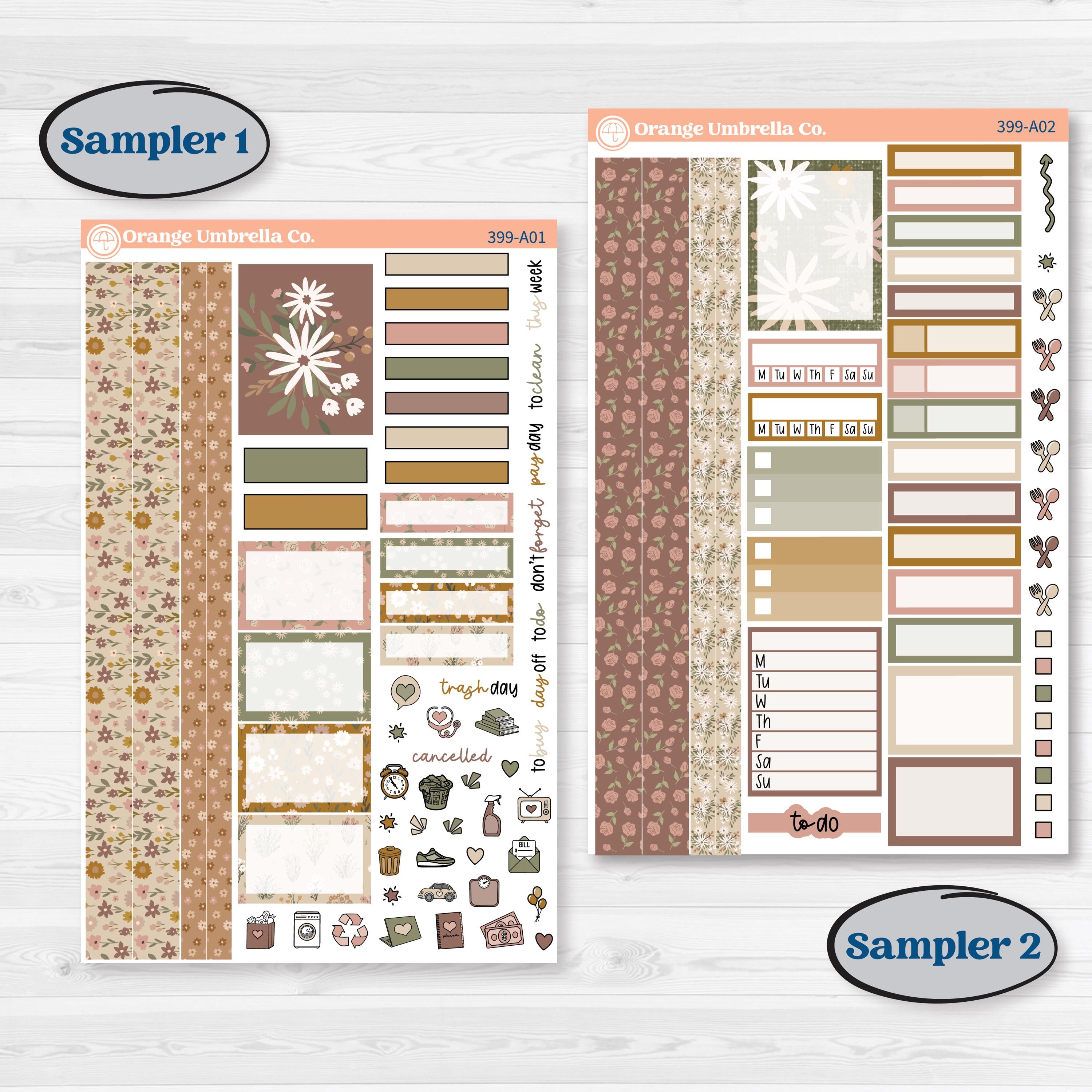 Summer or Fall Floral Kit | Weekly Sticker Kit for Vertical Planners like Erin Condren | Eloise | KIT-399-A