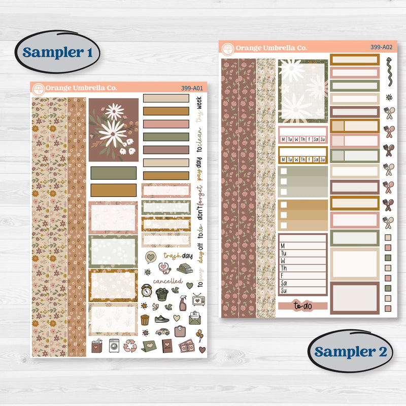 Summer or Fall Floral Kit | Weekly Sticker Kit for Vertical Planners like Erin Condren | Eloise | KIT-399-A