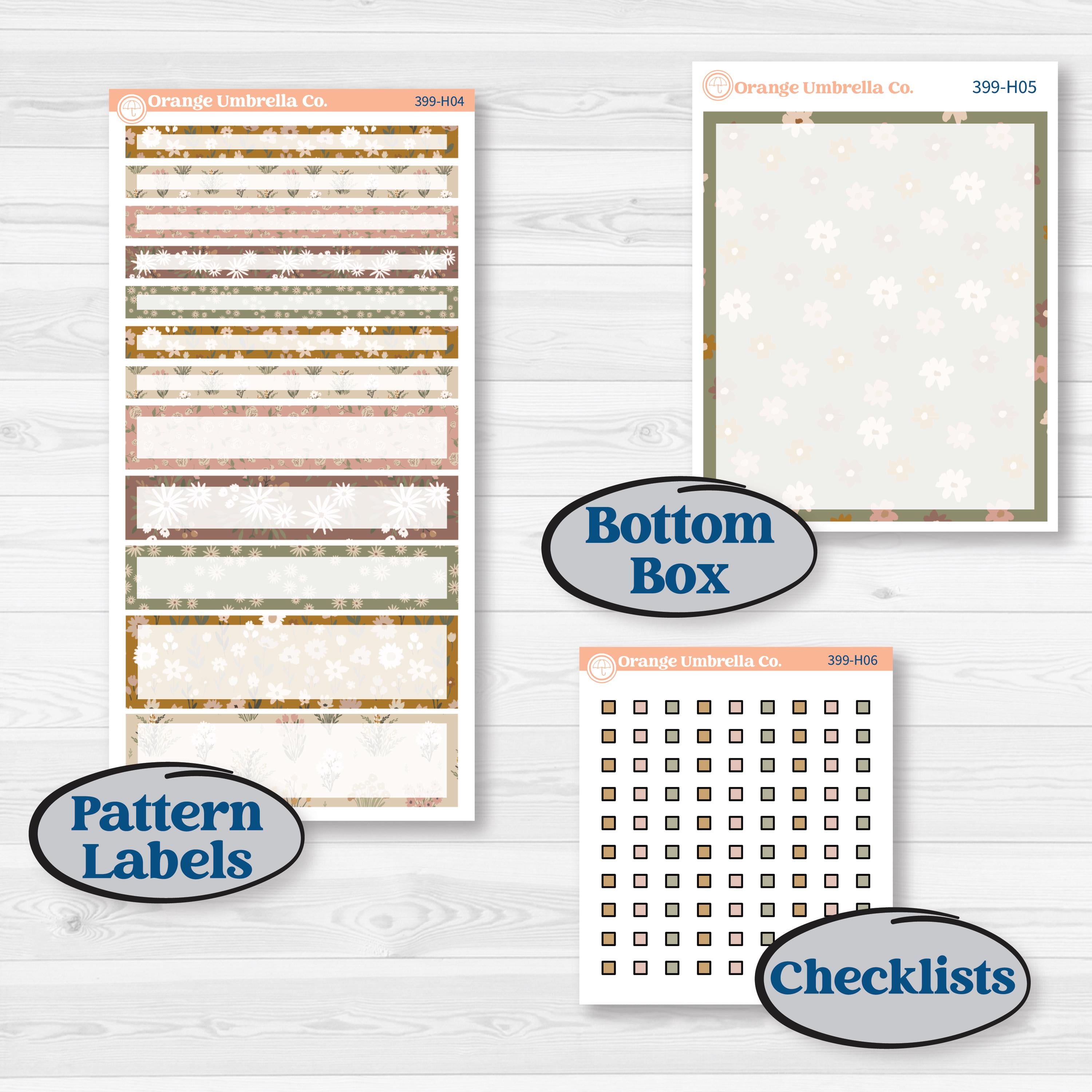 Summer or Fall Floral Kit | 7x9 Compact Vertical Planner Kit Stickers | Eloise | KIT-399-H
