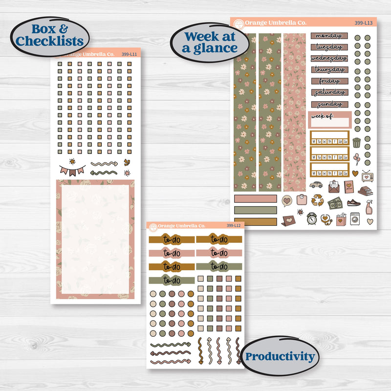 Summer or Fall Floral Kit | A5 Daily Duo Planner Kit Stickers | Eloise | KIT-399-L