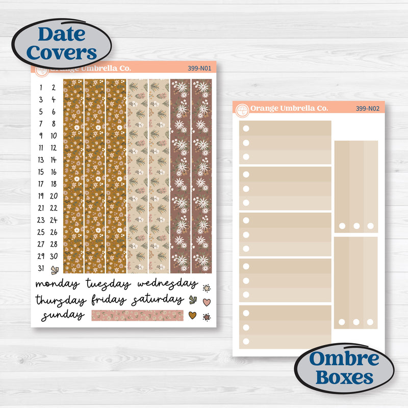 Summer or Fall Floral Kit | A5 Plum Daily Planner Kit Stickers | Eloise | KIT-399-N