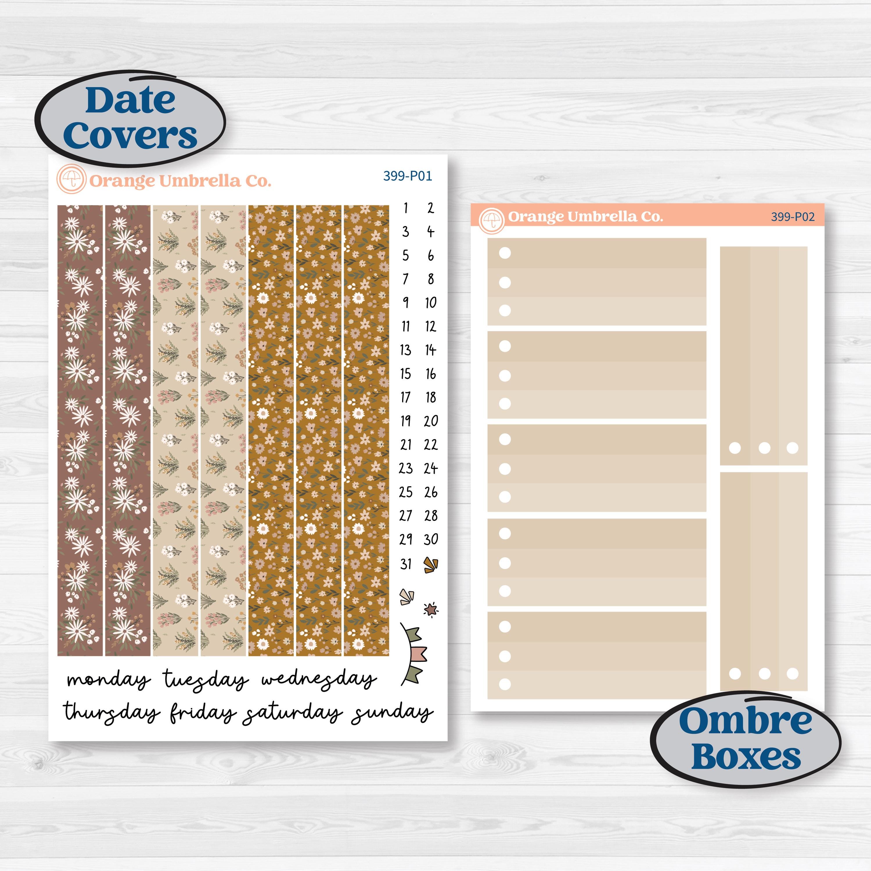 Summer or Fall Floral Kit | 7x9 Plum Daily Planner Kit Stickers | Eloise | KIT-399-P