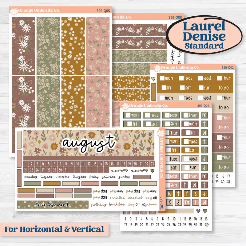 Summer or Fall Floral Kit | Laurel Denise Standard Vertical & Horizontal Planner Kit Stickers | Eloise | KIT-399-Q