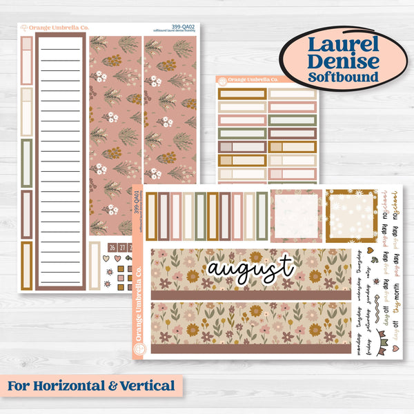 Summer or Fall Floral Kit | Laurel Denise Softbound Monthly Planner Sticker Kit | Vertical & Horizontal | Eloise | KIT-399-QA