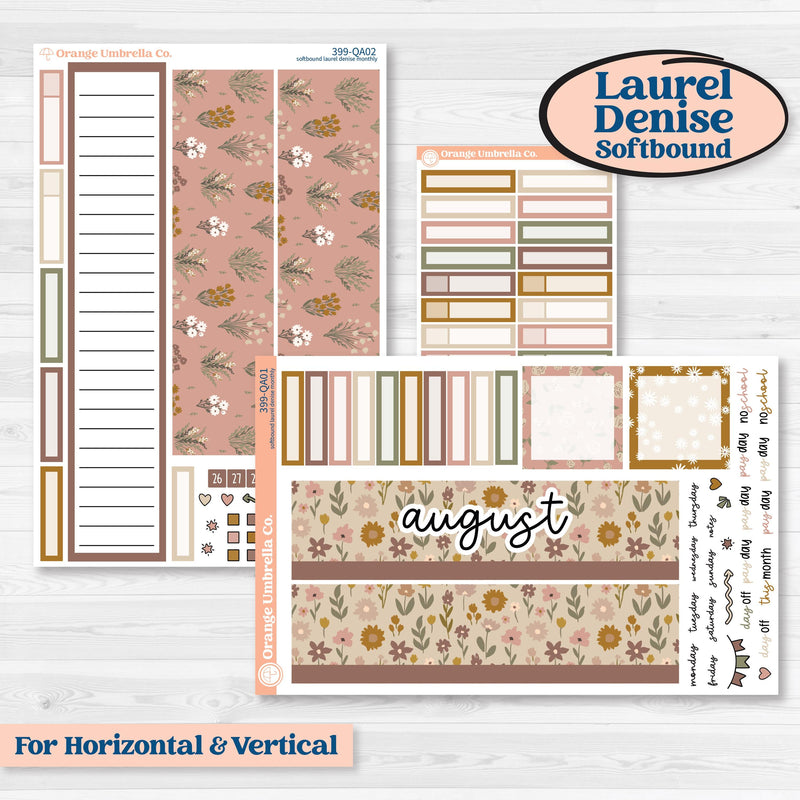 Summer or Fall Floral Kit | Laurel Denise Softbound Monthly Planner Sticker Kit | Vertical & Horizontal | Eloise | KIT-399-QA