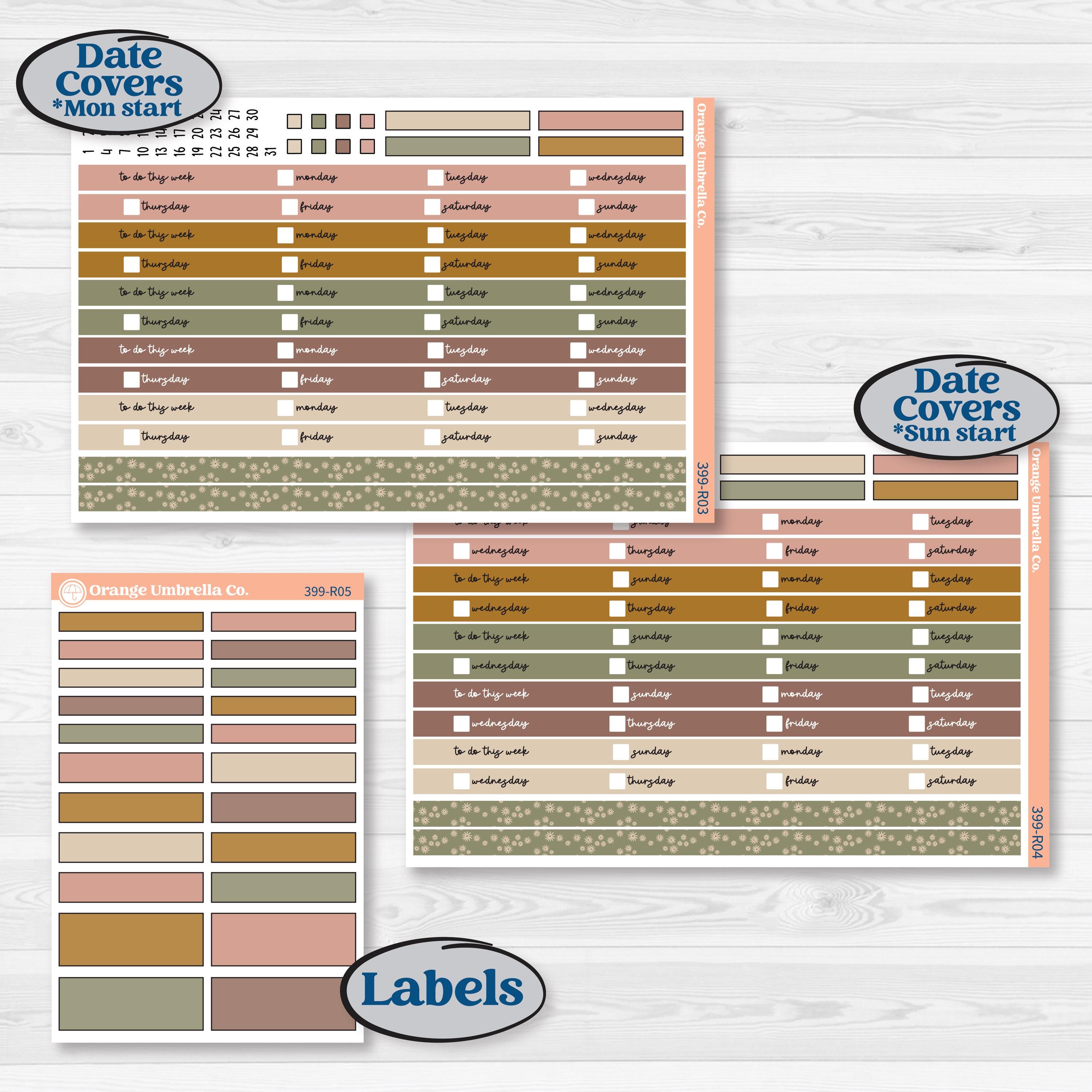 Summer or Fall Floral Kit | Laurel Denise Portrait Planner Kit Stickers | Eloise | KIT-399-R