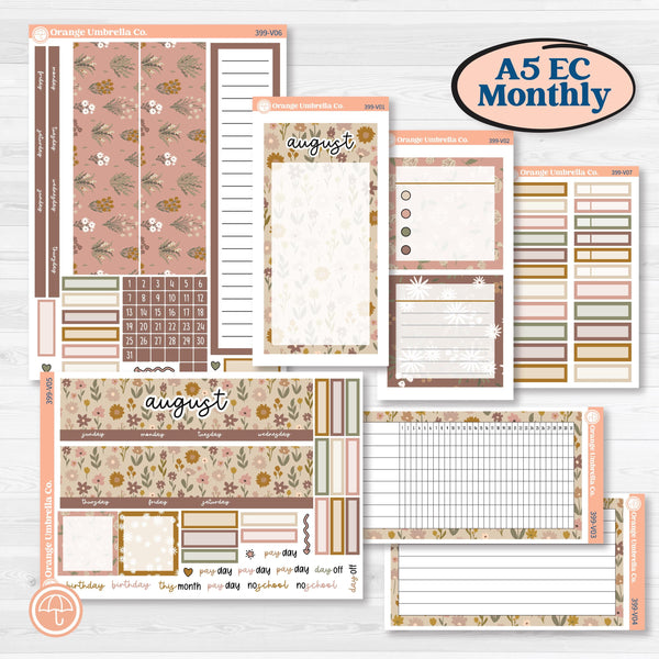 Summer or Fall Floral Kit | A5 Erin Condren Monthly & Dashboard Sticker Kit | 2024-2025 Planners | Eloise | KIT-399-V