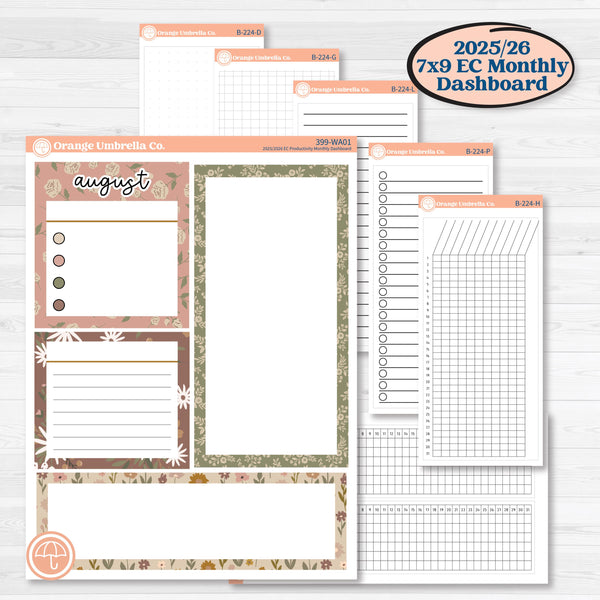 Summer or Fall Floral Kit | 7x9 Erin Condren Life Planner Monthly Dashboard Sticker Kit | 2025-2026 Planners | Eloise | KIT-399-WA