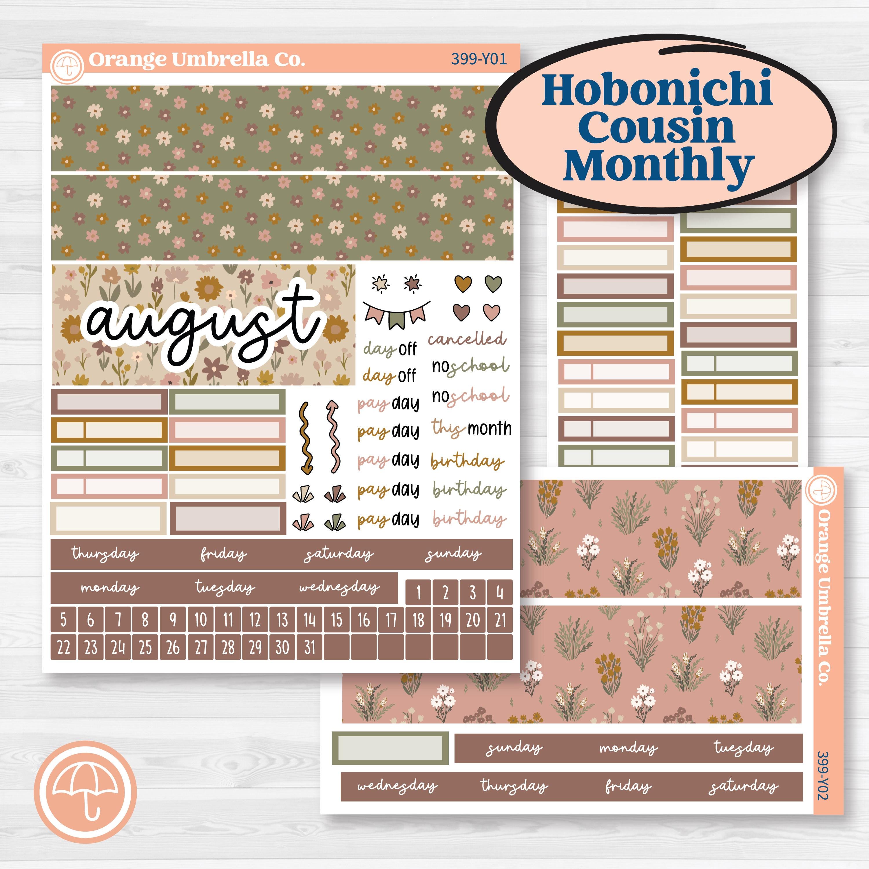 Summer or Fall Floral Kit | Hobonichi Cousin Monthly Planner Kit Stickers | Eloise | KIT-399-Y