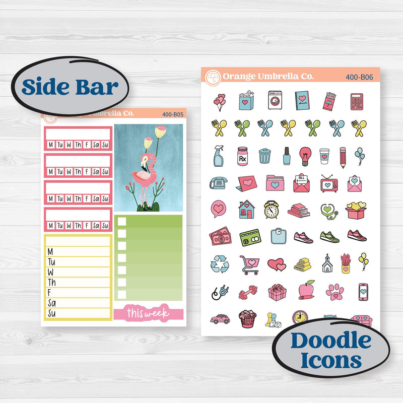 Flamingos Kit | Weekly Add-On Planner Kit Stickers | Flamboyance | KIT-400-B