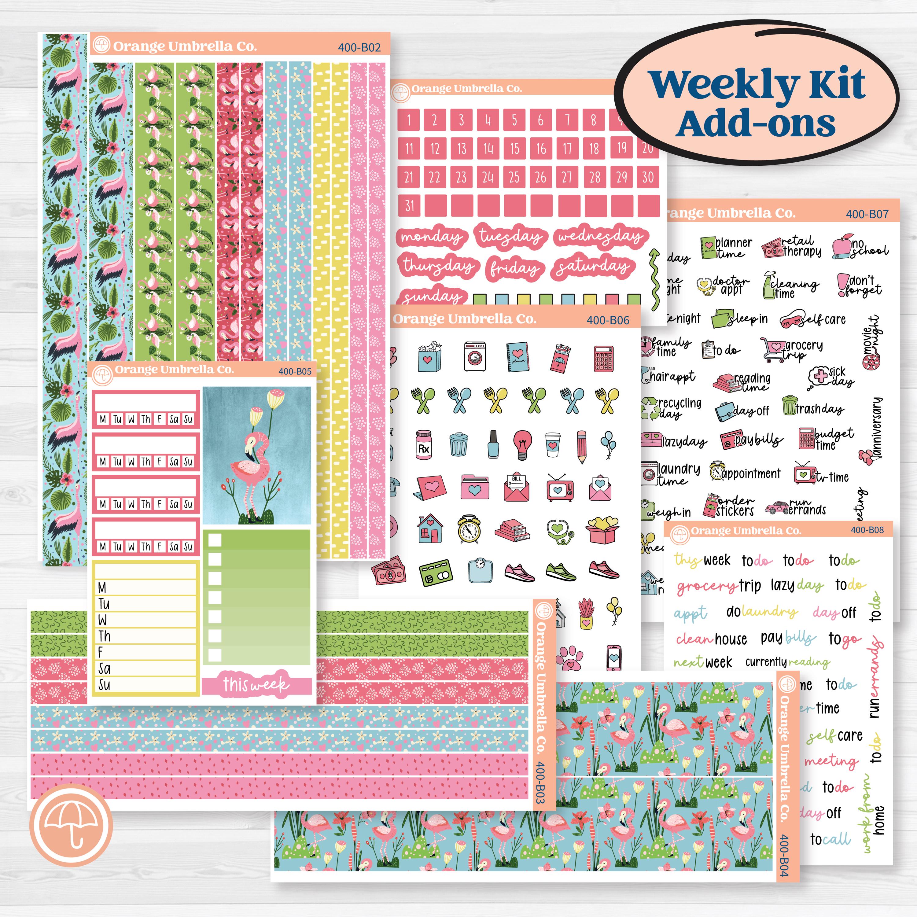 Flamingos Kit | Weekly Add-On Planner Kit Stickers | Flamboyance | KIT-400-B